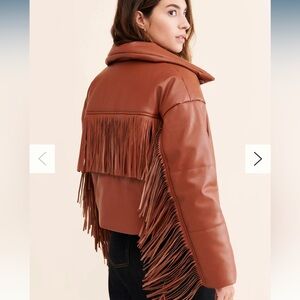 NWOT Nuuly x Blank nyc Vegan leather fringe puffer jacket